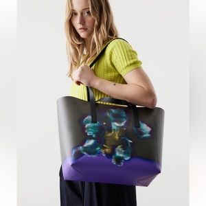 Dries Van Noten Abstract Floral Leather Tote Bag